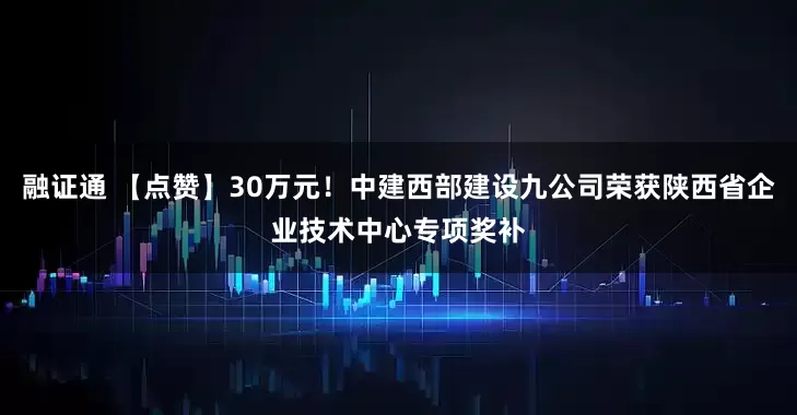 融证通 【点赞】30万元！中建西部建设九公司荣获陕西省企业技术中心专项奖补